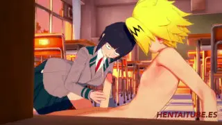 Boku No Hero Hentai  – Jiro Kyoka & Kaminari Denki Sex at Classroom Handjob&comma; Blowjob&comma; Boobjob & Fucked 1&sol;2